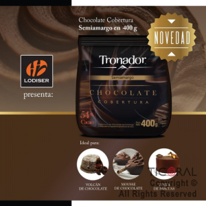 LODISER CHOCOLATE COBERTURA SEMIAMARGO TRONADOR EN PINS X 400GR x 1